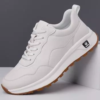 FashionVersatile Non-Slip Men Casual Sneakers Spring Summer Running Shoes Breathable Sports Shoe Fashion Casual Leather Tenis Masculino 38 чёрный