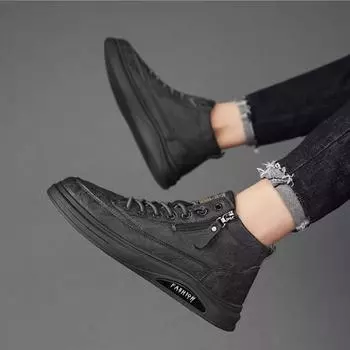 FashionWhite Boots for Men Trendy 2025 Lace Up Black Man Shoes In Promotion Vintage Low Price Original Deals Retro Non Slip New Y2k 39