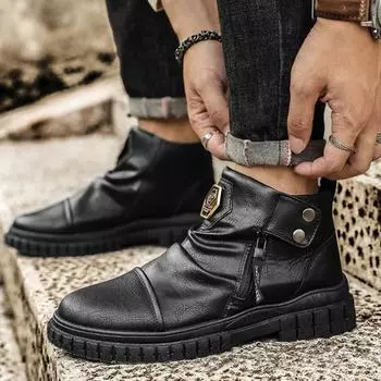 FashionWith Zip Platform High Quality Man Shoes Offer In Promotion Designer Casual Boots for Men Retro Classic Fashion Trendy 2025 Sale 43