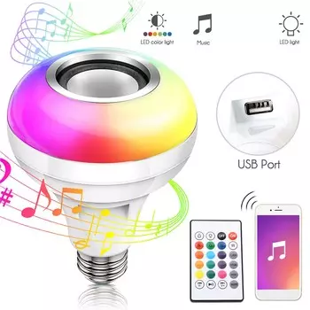 FBA Monopolys RGBW Bluetooths Музыкальная лампочка 24?USB-карта с дистанционным управлением (без карты) Е26/27 красный