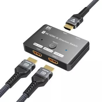 FDBRO 8K HDMI Switcher 2.1 Двунаправленный селектор HDMI Переключение 8K3060 Гц 4K60 Гц120 Гц 48 Гбит/с VRR Ручной коммутатор Распределитель Совместимость с HD 3D