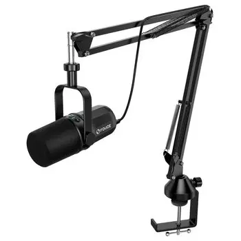 FDUCE Dynamic Podcast Microphone Kit for Streaming Boom Arm Stand Headphone Mute Gain Button SL40+ Microphone, USB/XLR & Gaming, Mic, Built-in Output,