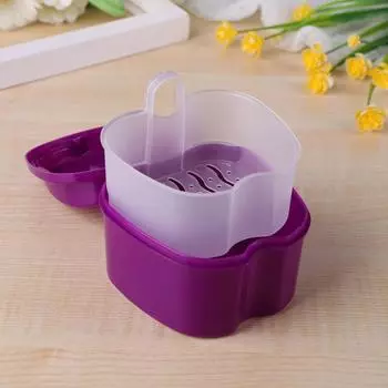 FE# 2Pcs Artificial Tooth Box Portable Dentures Cleaning Tools Health Care (Purp