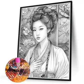 FE# 5D DIY Full Round Drill Diamond Painting Girl Kit Home Decor Art Craft 40x50