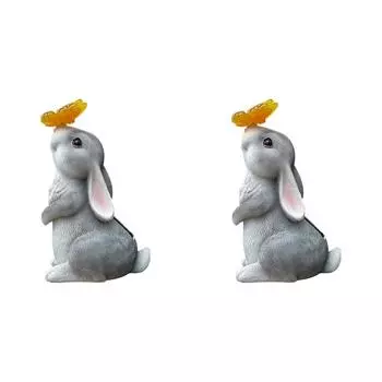 FE# Solar Rabbit Light Outdoor Rabbit Lamp Waterproof Resin for Garden Decor (Gr