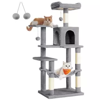 FEANDREA Cat Slim Cat Грузоподъемность для больших множественных когтеточек Натуральный сизаль Высота Серый PCT161W01 Башня, Башня, Гамак, 15 кг, Кошки, Стильный, серый