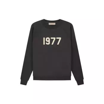 Fear of God Essentials 1977 Series SS22 Пуловер с круглым вырезом и логотипом из флока Мужская толстовка Черно-железный FOG-SS22-158 M