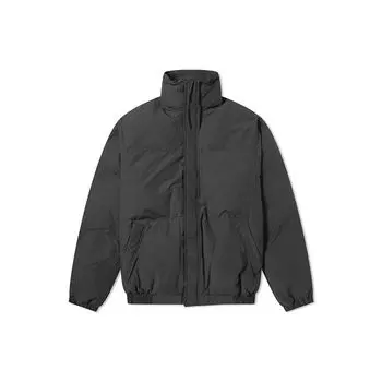 Fear Of God Essentials FW19 Short Solid Color Logo Zipper Stand Collar Warm Thick Drawstring Puffer Jacket Unisex Jacket Black FOG-FW19-26 XXS
