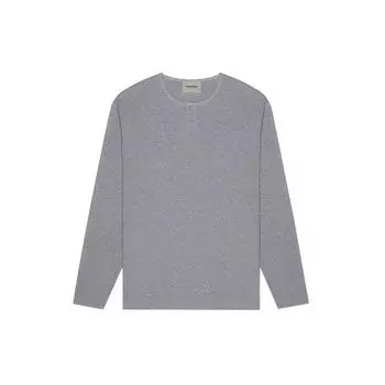 Fear of God Essentials FW20 Термальная футболка на пуговицах с длинными рукавами и логотипом на спине Топы унисекс Темно-серый FOG-FW20-179 L