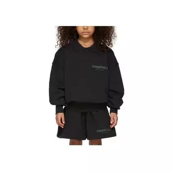 Fear of God Essentials FW21 Kids Black French Terry Long Sleeve Polo Детские топы FOG-FW21-191 L