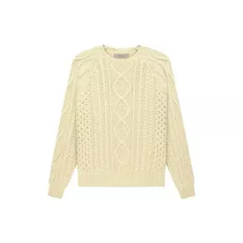 Fear of God Essentials FW22 Свитер с круглым вырезом косой вязки Топы унисекс Канареечно-желтый FOG-FW22-403 L