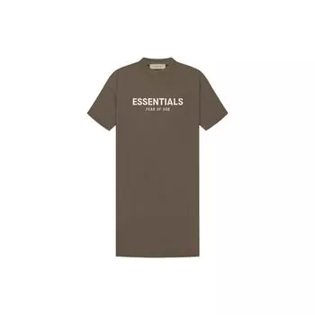 Fear Of God Essentials FW22 Tee Dress Wood Logo Print Women Dresses Wood-Brown FOG-FW22-396 L