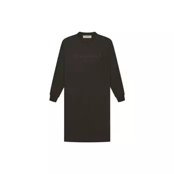 Fear Of God Essentials FW22 Womens Long Sleeve Tee Dress Off Black Women dresses Gray-Black FOG-FW22-352 XS