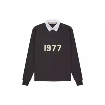 Fear of God Essentials Коллекция 1977 SS22 Поло с длинными рукавами с принтом регби Мужские топы Железно-черные FOG-SS22-123 M
