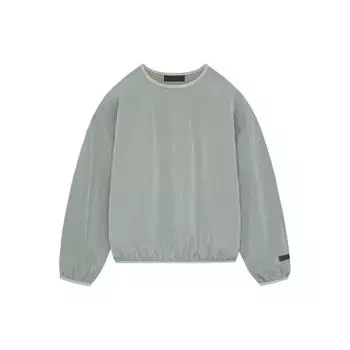 Fear of God Essentials Мятый нейлоновый пуловер с круглым вырезом и печатью Мужские топы Серый 186SP244065F S