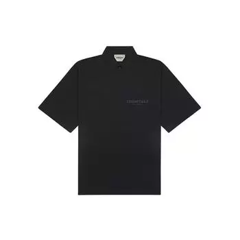Fear of God Essentials SS20 Светоотражающий логотип однотонная рубашка поло с коротким рукавом унисекс топы черные FOG-SS20-415 M