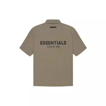 Fear of God Поло Essentials SS21 с коротким рукавом и логотипом сзади, унисекс, топы, серо-коричневые FOG-SS21-550 XS