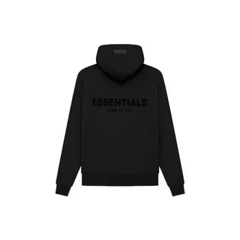 Fear of God Essentials SS22 Стретч-лимузин с флокированной толстовкой с логотипом, мужские топы, черные FOG-SS22-555 S