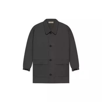 Fear of God Essentials SS22 Железная ветровка средней длины с воротником на пуговицах, куртка унисекс, черная FOG-SS22-239 L