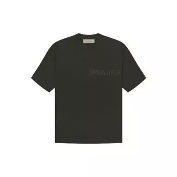 Fear Of God Essentials Ss23 Essential Tee Off Black Logo Print Design Solid Color Short Sleeve Women Tops Light-Black FOG-SS23-103 M