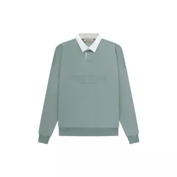 Fear of God Essentials SS23 Рубашка-поло с длинными рукавами и логотипом Sycamore Henley Rugby Мужские топы Туманно-синий FOG-SS23-056 XS