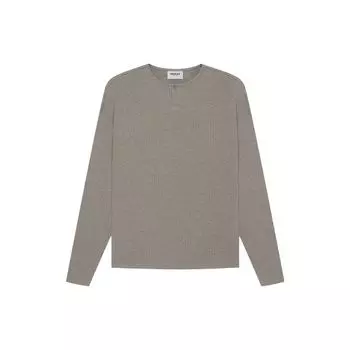 Fear of God Essentials Thermal Henley Фланелевой топ с длинными рукавами Топы унисекс Серый уголь FOG-SS21-652 XS