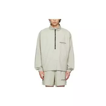 Fear of God Спортивная куртка Essentials Fw21 с полумолнией до половины, рукавами реглан и логотипом Мужская куртка Зеленый бетон FOG-FW21-105 S