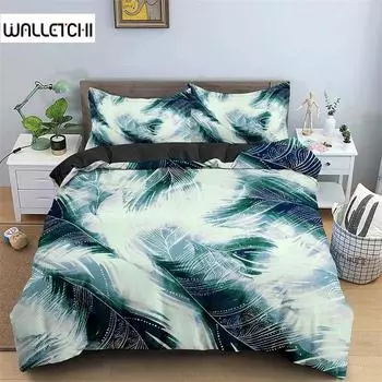 Feathers Pattern Bedding Set,Duvet Cover Comforter Bed Set Quilt Cover Pillowcase,King Queen Twin Size Boys Girls Adultse 135x200cm 2pcs