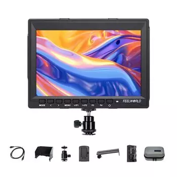 FEELWORLD FW759 DSLR Camera Field Full HD Brightness Auxiliary 4K HDMI Input 7-inch Monitor, 1280x800, Histogram, Focus, (with F550)