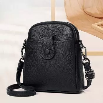 Feiya Leather Goods Factory Litchi Pattern Первый слой коровьей кожи Многослойная вертикальная сумка для мобильного телефона Одно плечо Кроссбоди женская сумка коричневый