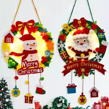 Felt Christmas Garlands Wreaths Hanging Wind Chime Display Stand Craft Christmas Craft Kits For Window Display Decor олений