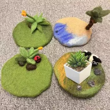 Felt Coasters Handmade Absorbent Table Coasters Heat Resistant Trivet Pads Thick Square Decorative