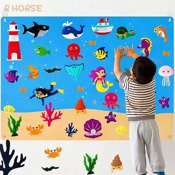 Felt story boards children early educational science learning board infant training game Montessori cute animal toys for kids