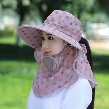 Female Sun Hat Sun Hat Tea Picking Face-Covering and Sun-Shading Female Summer Sun Hat Cycling Sun Hat UV Protection Taro All yards