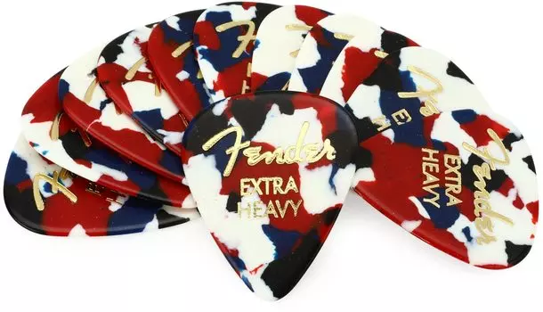 Fender Fender Pick Classic 351 Extra 12 Count Celluloid, Confetti, Shape, Heavy,