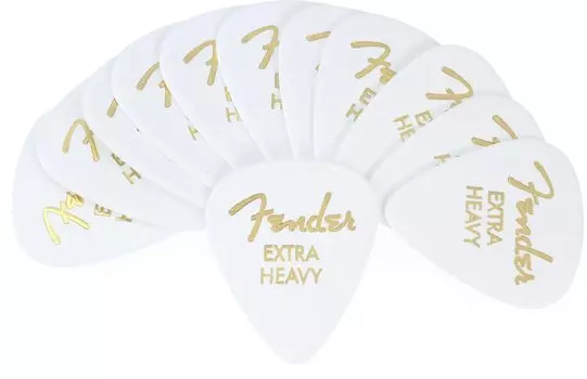 Fender Fender Pick Classic 351 Extra 12 Count Celluloid, White, Shape, Heavy,