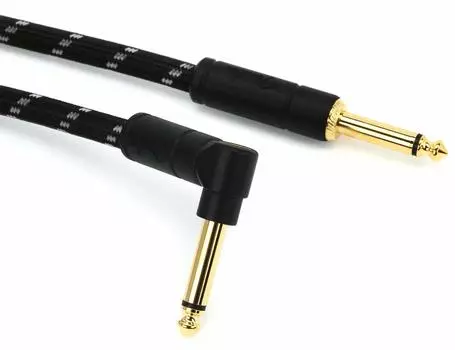 Fender Экранированный кабель серии Deluxe Instrument Black Tweed 08, прямой/угловой, 25 футов,