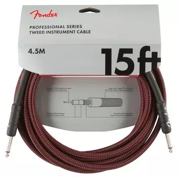 Fender Shielded Cable Professional Series Instrument Red Tweed Cable, 15 ,
