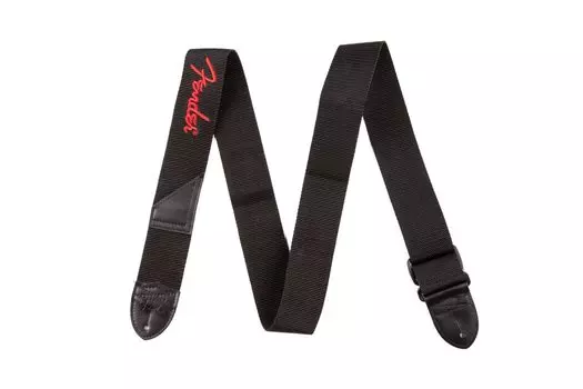Fender Strap Black Poly Strap Logo ® 2 w/Red ®