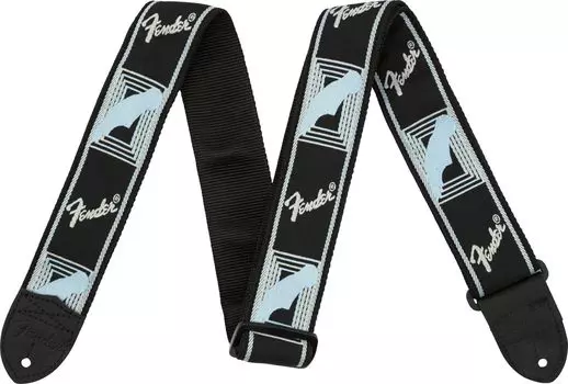 Fender Strap Monogrammed Fender® 2 Strap, Black/Light Grey/Blue