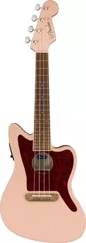 Fender Ukulele Fullerton Walnut Tortoiseshell Shell Pink с мягким футляром Jazzmaster® Uke, накладкой на гриф, защитной планкой,