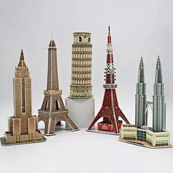 FEOOE DIY бумага ручной работы 3D головоломка башня игрушки здание Эйфелева башня Пизанская башня архитектурная головоломка бумага WL