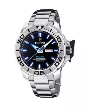 Festina Classics Нержавеющая сталь Черный циферблат Кварцевые дайверские часы F20665-3 200M мужские с подарочным ремешком чёрный