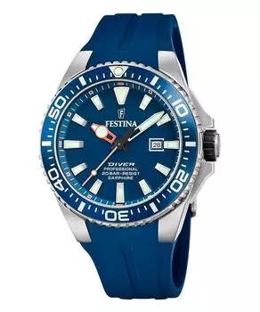Festina The Originals резиновый ремешок синий циферблат кварцевые дайверские часы F20664-1 200M мужские синий