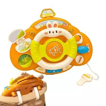 Fiakup Steering Wheel Toy,Cute Simulation Driving Toy With Light And Music,Kids Car Toys Steering Wheel, Musical Toy Multifunctional Educational Toys оранжевый