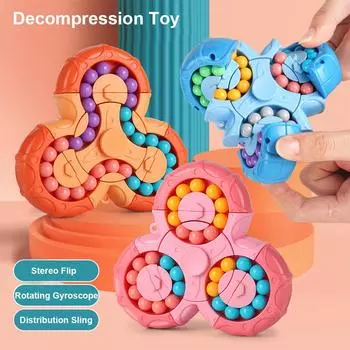 Fidget Spinner 6-сторонний куб 2-в-1 головоломка декомпрессионная игрушка компактная портативная креативная стерео вращающаяся обучающая игрушка синий