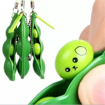 Fidget Toys Pack Decompression Edamame Toys Squishy Squeeze Peas Beans Keychain Cute Стресс Игрушка для взрослых Брелок зелёный