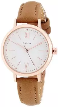 [Fieldwork] Analog Slow Roman Silent Pink Gold Leather Strap YM060-4 Women s Brown