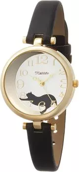 [Fieldwork] Часы Cat Gut Analog Leather Strap ST162p-5 женские черные