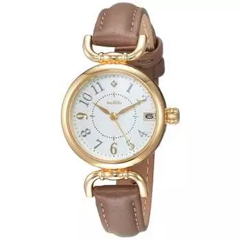 Fieldwork Watch Analog Ibany Date Leather Strap White Dial YM001-6 Women s Gray